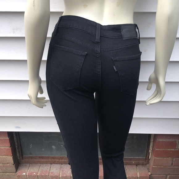SOLD‼️NEW‼️ Levi Strauss Co 711 Skinny Size 26 Distressed Black Jeans - Picture 5 of 7